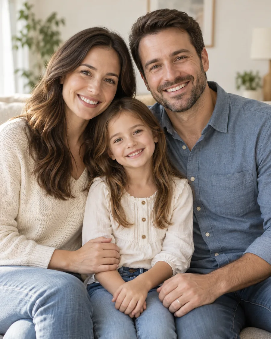AI-generated source photo of a family