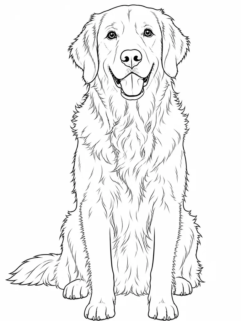 Golden Retriever dog photo turned into a printable coloring page