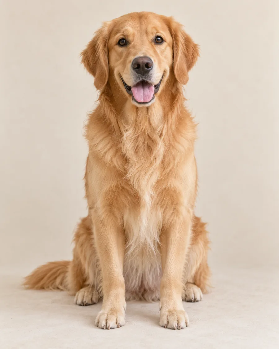 Golden Retriever dog photo before coloring-page conversion