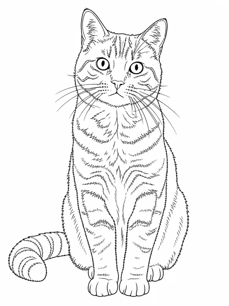 Orange cat photo turned into a printable coloring page