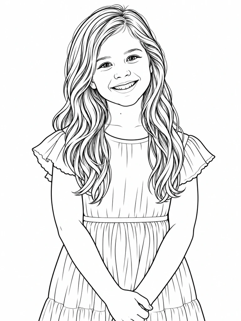 Demo portrait converted into a balanced coloring page