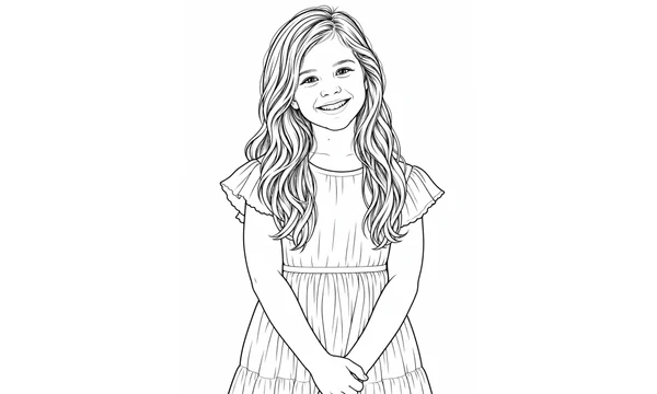 Balanced portrait coloring-page detail with clear recognizable features